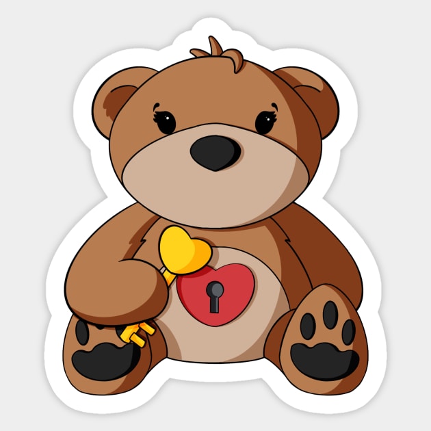 Key To My Heart Heart Teddy Bear Sticker by Alisha Ober Designs